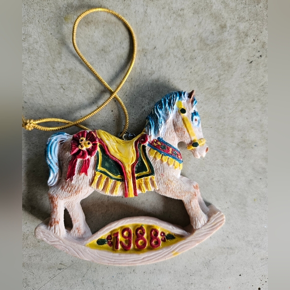 Vintage 1988 Eaton Christmas Treasure hand painted rocking horse ornament in box - Picture 4 of 8